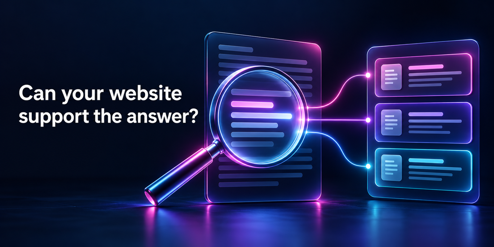 A magnifier connects website content with answer sources